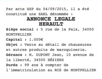 annonce legale herault